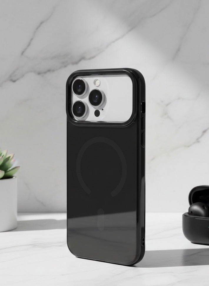 جراب لموبايل ايفون  Pro 17 ماج سيف  يدعم الشحن اللاسلكي المغناطيسي، حماية ضد الصدمات، مقاوم للخدش لموبايل  iPhone Pro 17 - أسود - Image 1